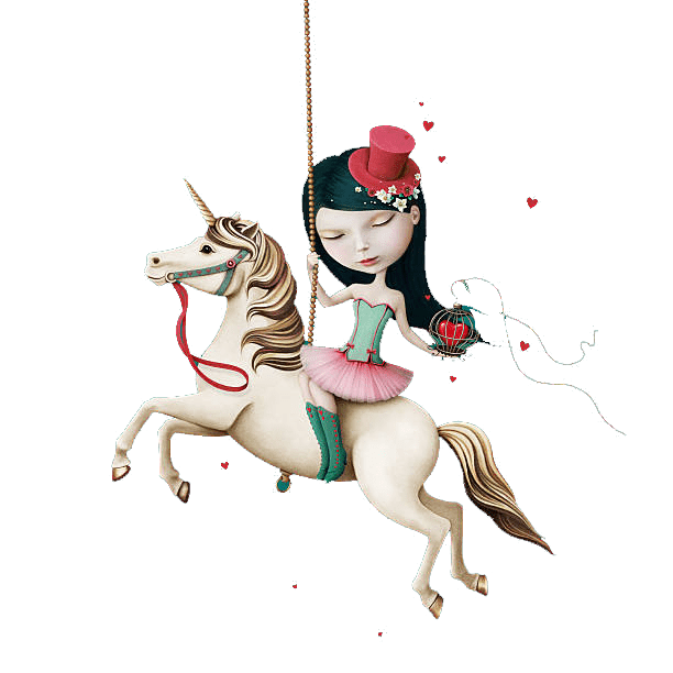 girl on carousel unicorn